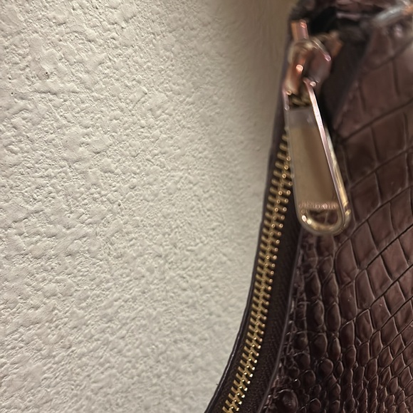 Brahmin Croc-Embossed Hobo Bag in Brown and Cream - Picture 7 of 12